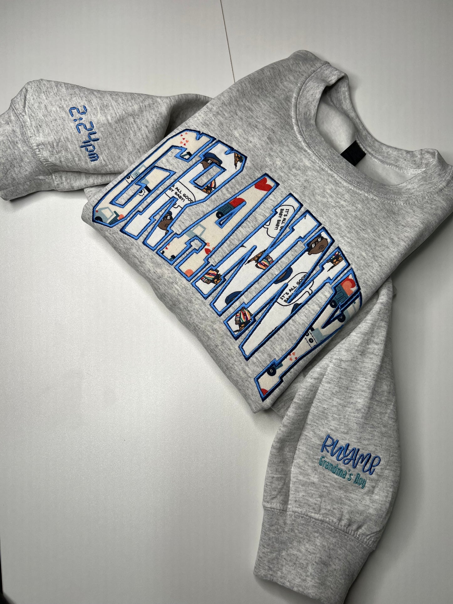 Personalized Embroidered Baby Onesie Keepsake Sweatshirt