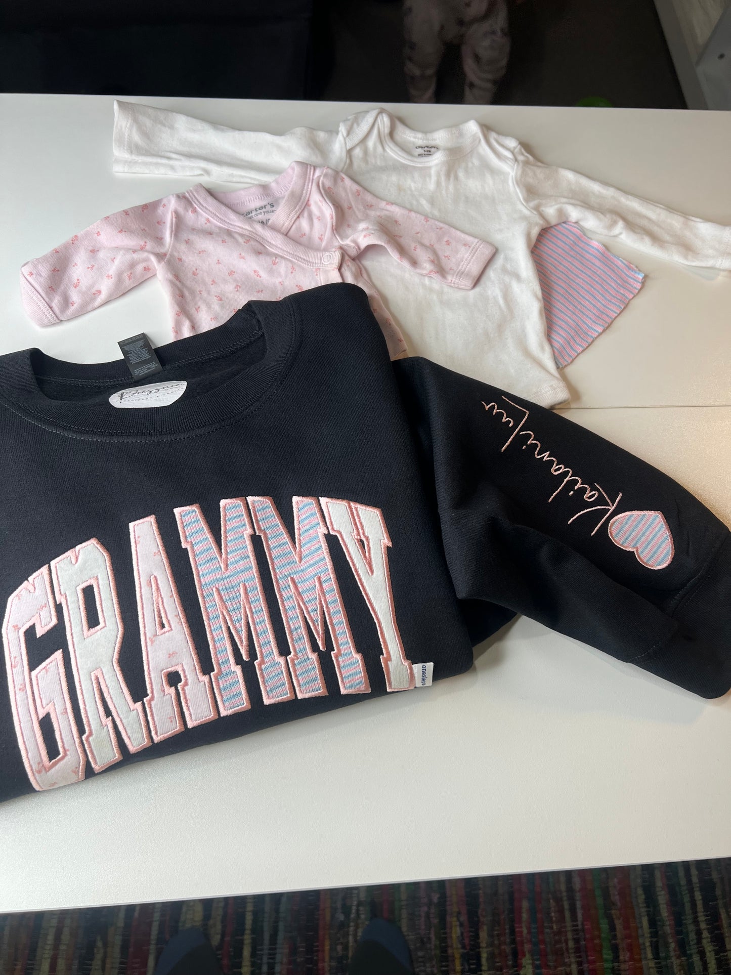 Personalized Embroidered Baby Onesie Keepsake Sweatshirt