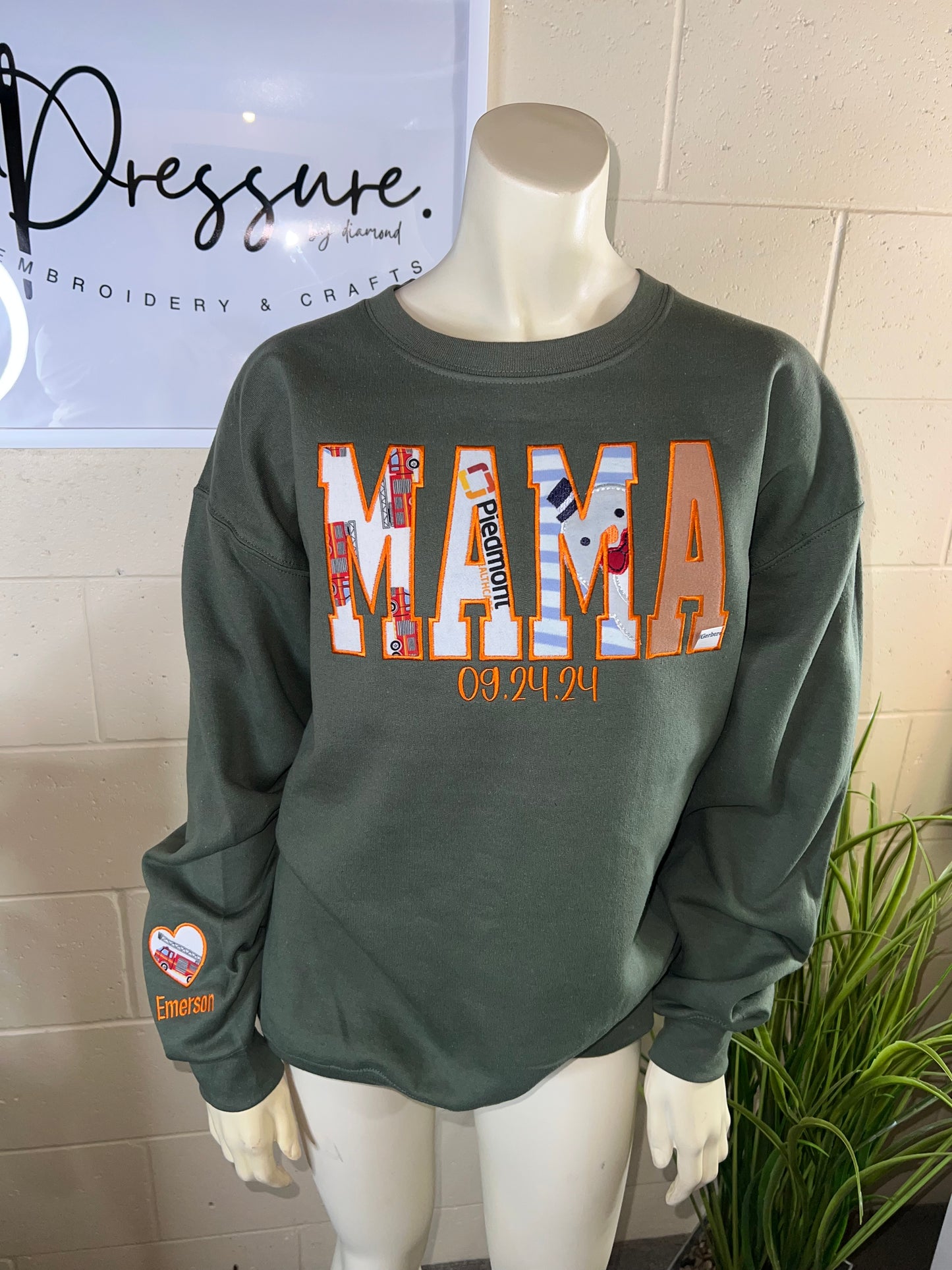 Personalized Embroidered Baby Onesie Keepsake Sweatshirt