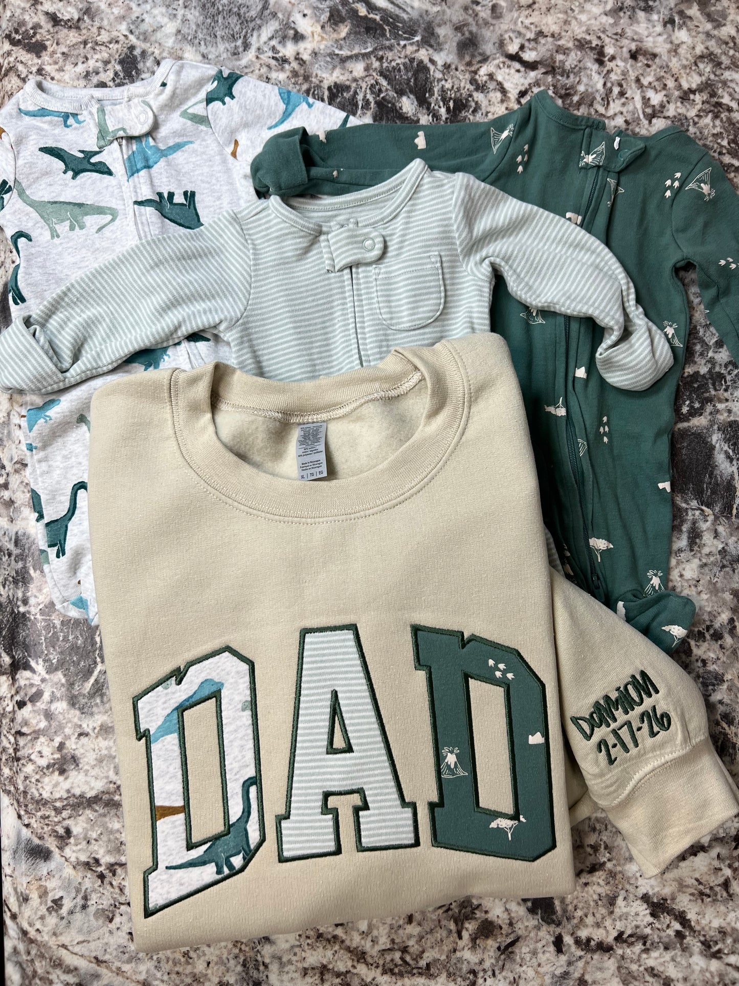 Personalized Embroidered Baby Onesie Keepsake Sweatshirt