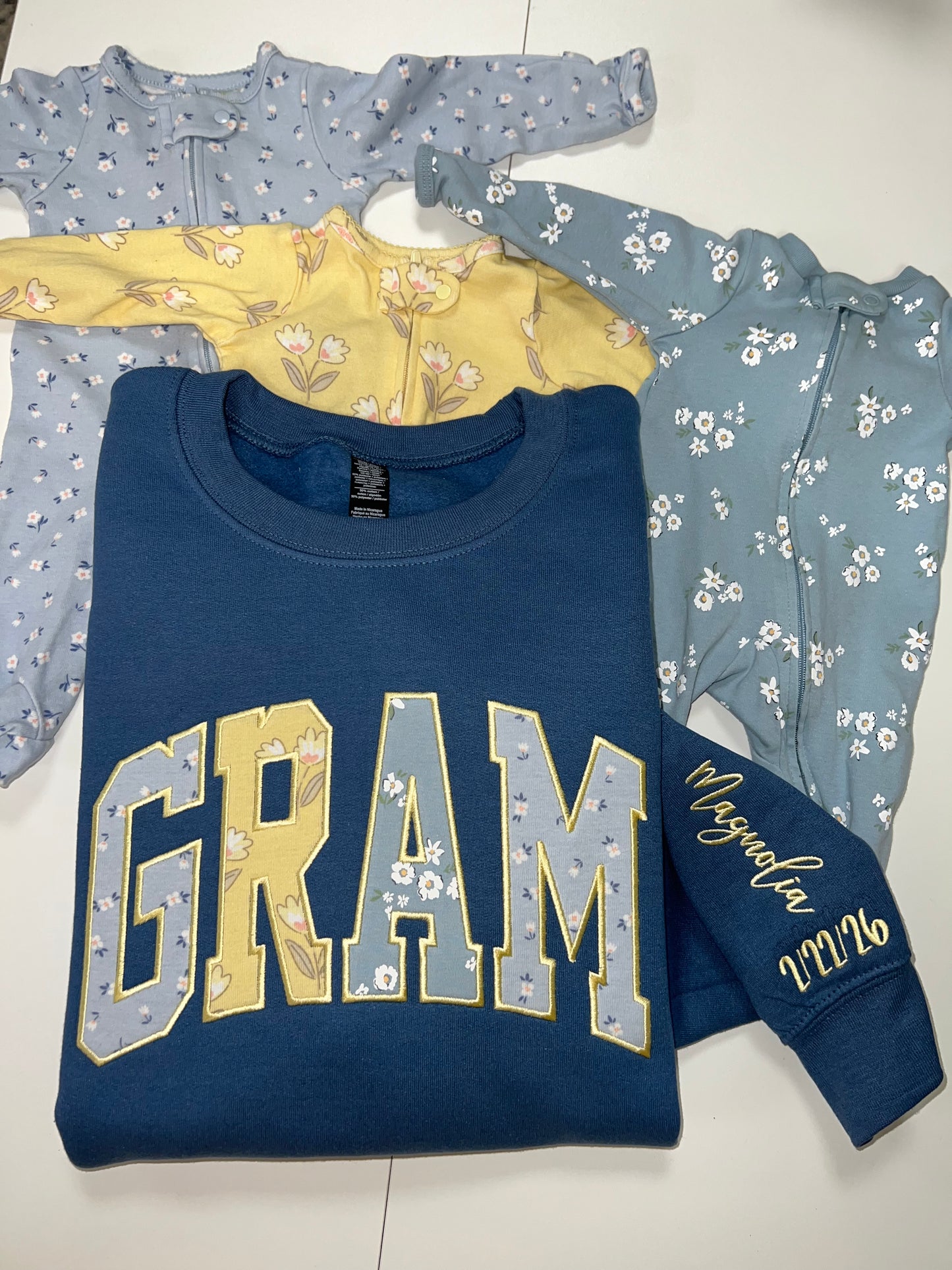 Personalized Embroidered Baby Onesie Keepsake Sweatshirt