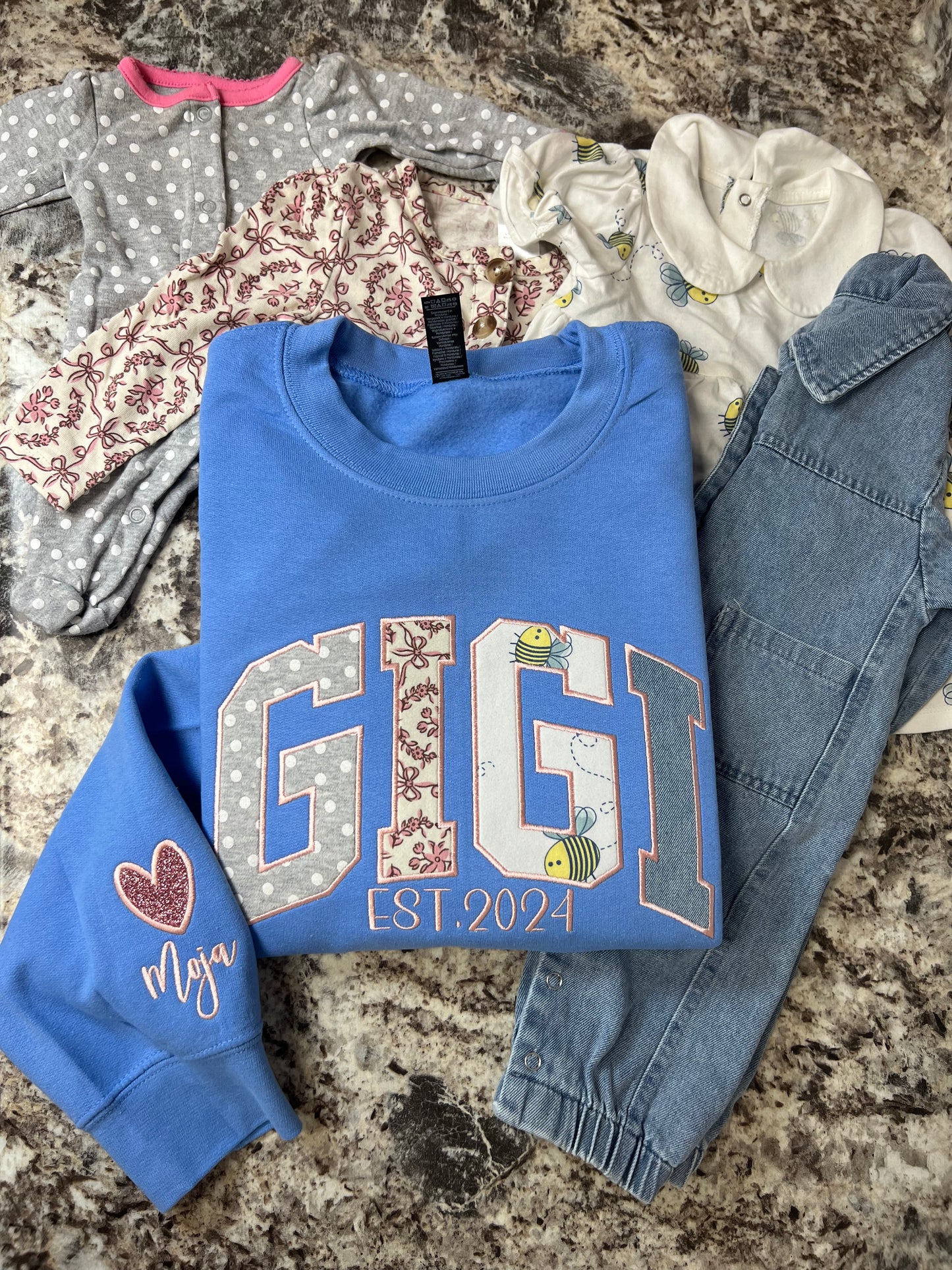 Personalized Embroidered Baby Onesie Keepsake Sweatshirt