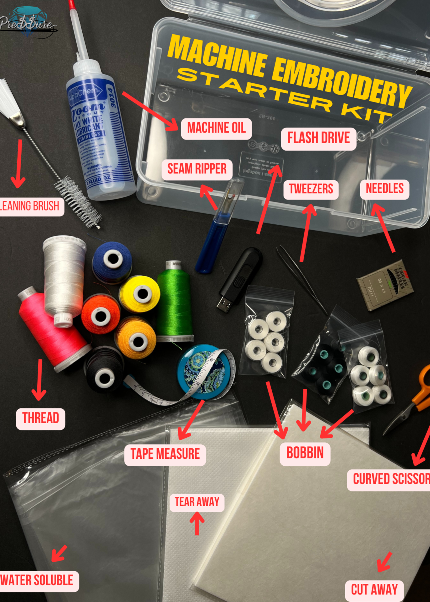 Machine Embroidery Starter Kit & Beginners Guide BUNDLE
